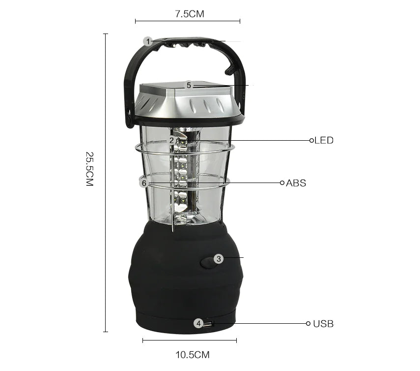 36-LED Solar Camping Lantern (Rechargeable)
